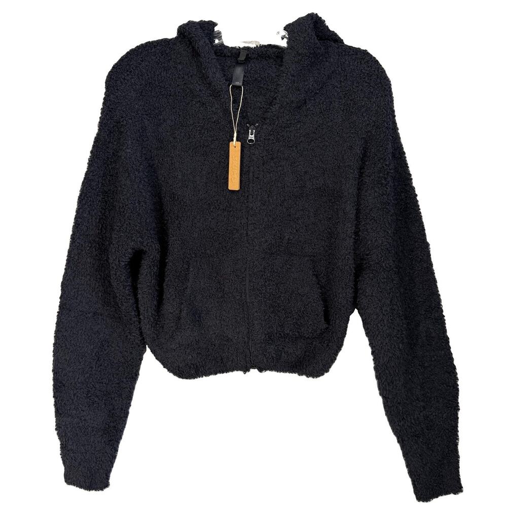 SKIMS Fleece Zip Hoodie Womens S/M Black Full Zip Soft New with tags